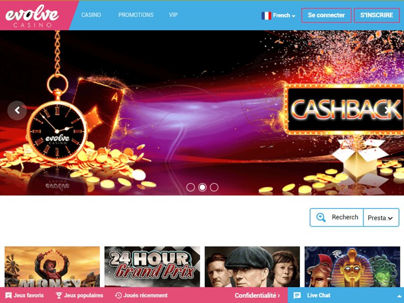 France - jeux evolve casino
